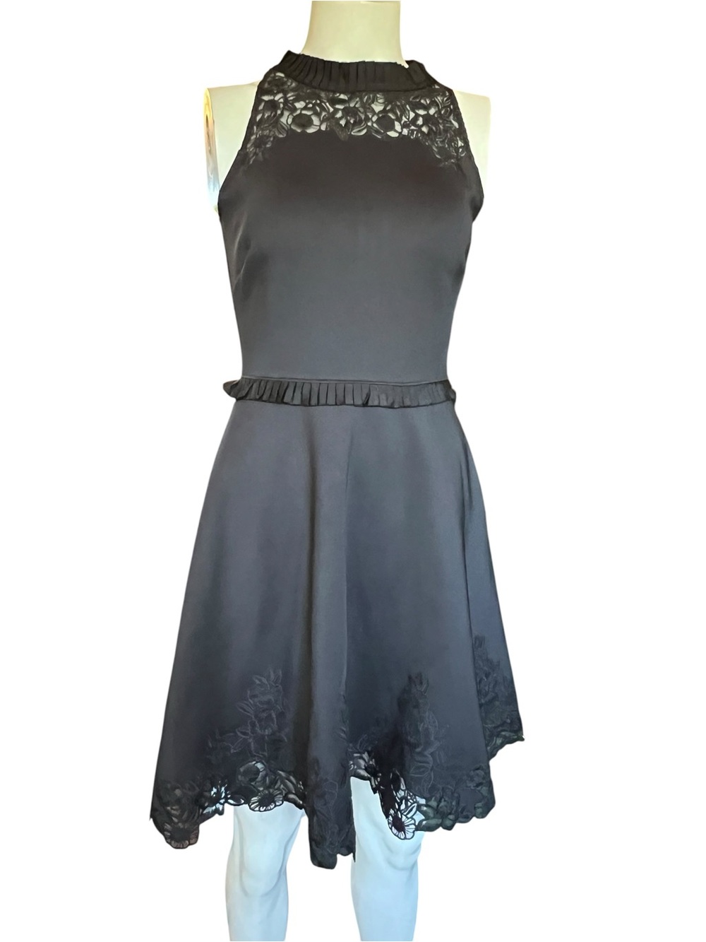 Ted Baker Black Lace Halter Fit-and-Flare Prom Dress